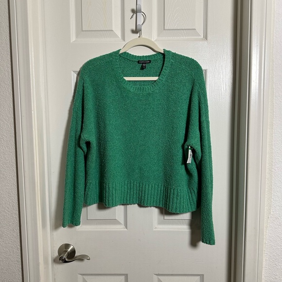 NWOT Eileen Fisher Vibrant Green Crew Neck Sweater - Picture 2 of 5
